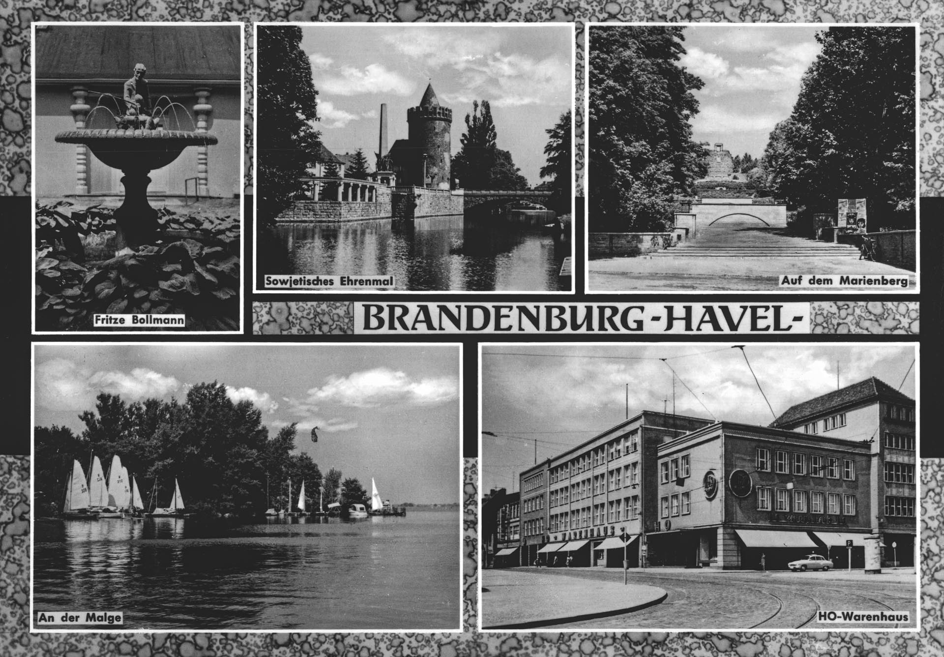 Brandenburg (Havel) - Fritze Bollmann - Sowjetisches Ehrenmal - Marienberg - Malge - HO-Warenhaus Brandenburg (Havel) - Fritze Bollmann - Sowjetisches Ehrenmal - Marienberg - Malge - HO-Warenhaus